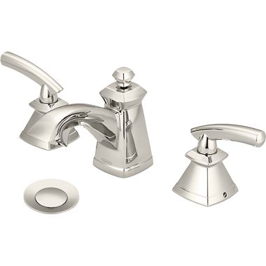 Click here to see Pioneer 3GB200-PN Pioneer Gibraltar Widespread Bathroom Faucet with Pop-Up Drain, Two-Handle, 1.5 GPM, Metal Lever Handle, ADA, PVD Polished Nickel - 3GB200-PN