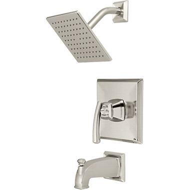 Click here to see Pioneer 4GB110T-BN Pioneer Gibraltar Single Handle Brushed Nickel Tub/Shower Trim Set with Rainshower, Single-Function, 2.5 GPM, Metal Lever Handle - 4GB110T-BN