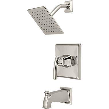 Click here to see Pioneer 4GB110T-PN Pioneer Gibraltar Polished Nickel Tub/Shower Trim Set with Rainshower, Single-Function, 2.5 GPM, Metal Lever Handle - 4GB110T-PN