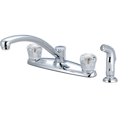 Click here to see Pioneer 2LG101 Pioneer Legacy Two-Handle Kitchen Faucet w/ Side Spray, Crystal Knob Handles, Chrome - 2LG101