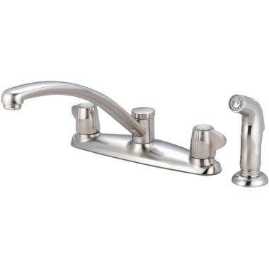 Click here to see Pioneer 2LG111-BN Pioneer Legacy Two-Handle Kitchen Faucet w/ Side Spray, Mini Blade Handles, Brushed Nickel - 2LG111-BN