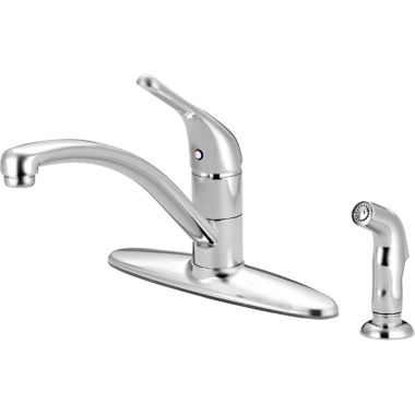 Click here to see Pioneer 2LG161H-SS Pioneer Legacy Single Handle Kitchen Faucet w/ Side Spray, Deck Plate, Lever Handle, Flex Connectors, Stainless Steel - 2LG161H-SS