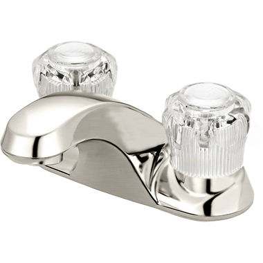 Click here to see Pioneer 3LG101-BN Pioneer Legacy Centerset Bathroom Faucet, Two-Handle, 1.5 GPM, Acrylic Knob Handle, Less Pop-Up, PVD Brushed Nickel - 3LG101-BN