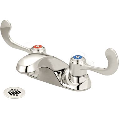 Click here to see Pioneer 3LG121G-BN Pioneer 3LG121G-BN Legacy Two-Handle 4-Inch Centerset Lavatory Faucet w/ Grid Strainer Drain, Wrist Blade Handles, Brushed Nickel