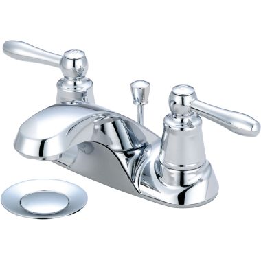 Click here to see Pioneer 3LG130 Pioneer Legacy Centerset Bathroom Faucet with Pop-Up Drain, Two-Handle, 1.2 GPM, Metal Lever Handle, ADA, Polished Chrome - 3LG130
