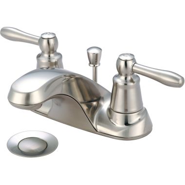 Click here to see Pioneer 3LG130-BN Pioneer Legacy Centerset Bathroom Faucet with Pop-Up Drain, Two-Handle, 1.2 GPM, Metal Lever Handle, ADA, PVD Brushed Nickel - 3LG130-BN