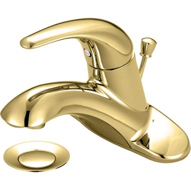 Click here to see Pioneer 3LG160H-PB Pioneer Legacy Centerset Bathroom Faucet with Pop-Up Drain and 30in SS Flex Connectors, Single-Handle, 1.2 GPM, Lever Handle, ADA, PVD Polished Brass - 3LG160H-PB