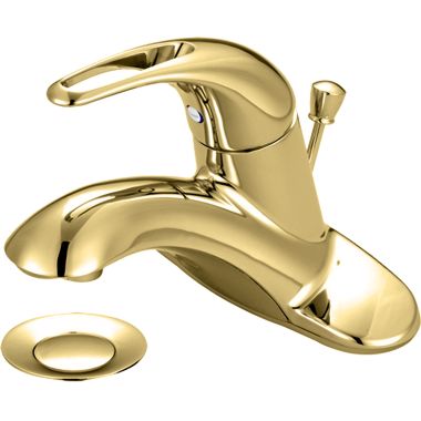 Click here to see Pioneer 3LG170-PB Pioneer Legacy Centerset Bathroom Faucet with Pop-Up Drain, Single-Handle, 1.5 GPM, Metal Loop Handle, ADA, PVD Polished Brass - 3LG170-PB
