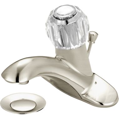 Click here to see Pioneer 3LG180-BN Pioneer Legacy Centerset Bathroom Faucet with Pop-Up Drain, Single-Handle, 1.5 GPM, Acrylic Round Handle, PVD Brushed Nickel - 3LG180-BN