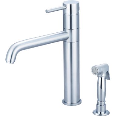 Click here to see Pioneer 2MT161H-SS Pioneer Motegi Single Handle Kitchen Faucet w/ Side Spray, Bent Nose Spout, Stainless Steel - 2MT161H-SS