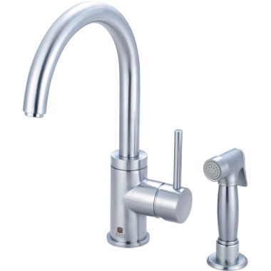 Click here to see Pioneer 2MT171H-SS Pioneer Motegi Single-Handle Kitchen Faucet w/ Side Spray, Stainless Steel - 2MT171H-SS