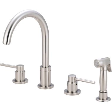 Click here to see Pioneer 2MT201-BN Pioneer Motegi Two-Handle Widespread Kitchen Faucet w/ Side Spray, Brushed Nickel - 2MT201-BN
