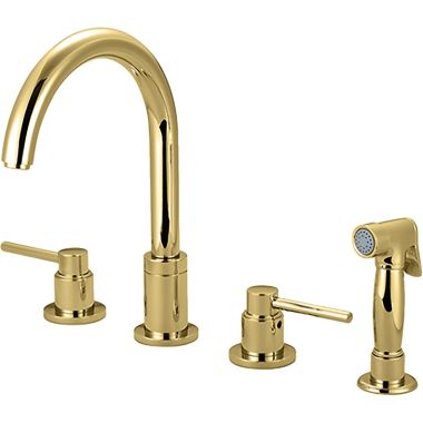 Click here to see Pioneer 2MT201-PB Pioneer 2MT201-PB 2-Handle Widespread Kitchen Faucet In A Polished Brass Finish