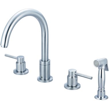 Click here to see Pioneer 2MT201-SS Pioneer Motegi Two-Handle Widespread Kitchen Faucet w/ Side Spray, Stainless Steel - 2MT201-SS