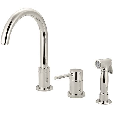 Click here to see Pioneer 2MT331-PN Pioneer Motegi Single-Handle Kitchen Faucet w/ Side Spray, 3 Hole, Polished Nickel - 2MT331-PN