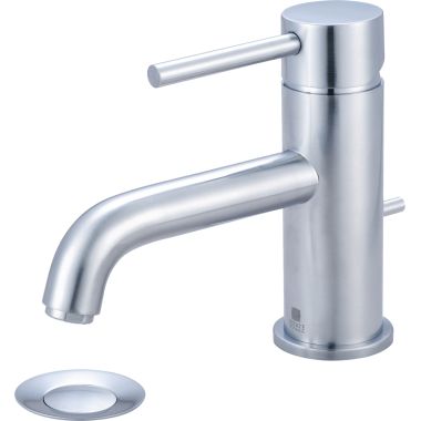 Click here to see Pioneer 3MT160-SS Pioneer Motegi Single-Hole Bathroom Faucet with Pop-Up Drain, Bent Nose Spout, Single-Handle, 1.2 GPM, Lever Handle, ADA, Stainless Steel - 3MT160-SS
