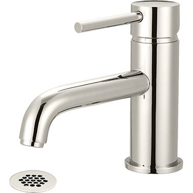 Click here to see Pioneer 3MT161G-PN Pioneer Motegi Single-Hole Bathroom Faucet with Grid Drain, Bent Nose Spout, Single-Handle, 1.2 GPM, Lever Handle, ADA, PVD Polished Nickel - 3MT161G-PN