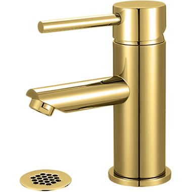 Click here to see Pioneer 3MT171G-PB Pioneer Motegi Single-Hole Bathroom Faucet with Grid Drain, Straight Spout, Single-Handle, 1.2 GPM, Lever Handle, ADA, PVD Polished Brass - 3MT171G-PB