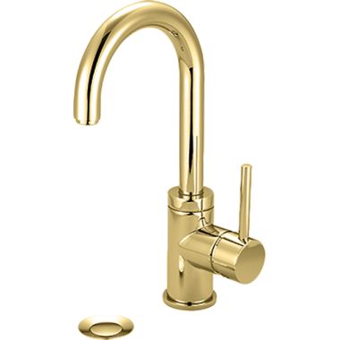Click here to see Pioneer 3MT180-PB Pioneer Motegi Single-Hole Bathroom Faucet with Pop-Up Drain, Gooseneck Spout, Single-Handle, 1.2 GPM, Lever Handle, ADA, Polished Brass - 3MT180-PB