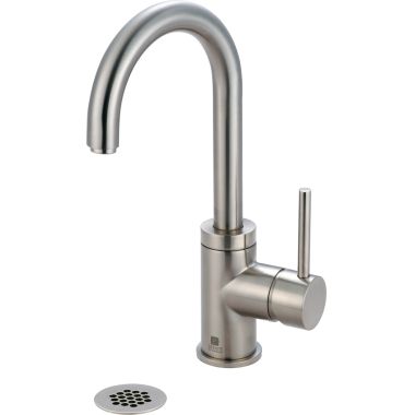 Click here to see Pioneer 3MT181G-BN Pioneer Motegi Single-Hole Bathroom Faucet with Grid Drain, Gooseneck Spout, Single-Handle, 1.5 GPM, Lever Handle, ADA, PVD Brushed Nickel - 3MT181G-BN