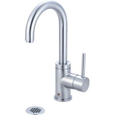 Click here to see Pioneer 3MT181G-SS Pioneer Motegi Single-Hole Bathroom Faucet with Grid Drain, Gooseneck Spout, Single-Handle, 1.5 GPM, Lever Handle, ADA, PVD Stainless Steel - 3MT181G-SS