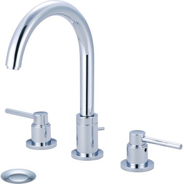 Click here to see Pioneer 3MT400 Pioneer Motegi Widespread Bathroom Faucet with Pop-Up Drain, Gooseneck Spout, Two-Handle, 1.2 GPM, Metal Lever Handle, ADA, Chrome - 3MT400