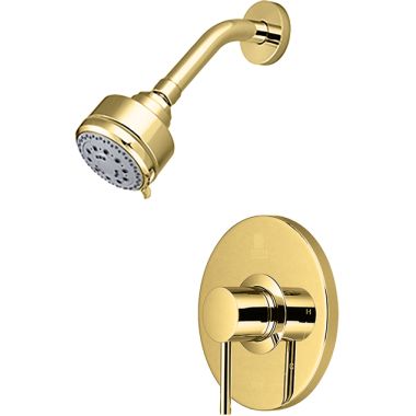 Click here to see Pioneer 4MT300T-PB Pioneer Motegi 5-Function Shower with 3in Showerhead Faucet, Metal Lever Handle, Trim Only, 2.5 GPM, Polished Brass - 4MT300T-PB
