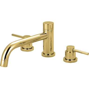 Click here to see Pioneer 4MT610-PB Pioneer Motegi Deck-Mount Polished Brass Roman Tub Faucet Trim Kit with Rough-In, Rigid Bent Nose Spout, Two Metal Lever Handles - 4MT610-PB