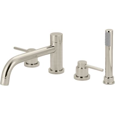 Click here to see Pioneer 4MT611-BN Pioneer Motegi Brushed Nickel Roman Tub Faucet Trim Kit with Rough-In, Handheld Showerhead, Rigid Bent Nose Spout, Metal Lever Handles, ADA - 4MT611-BN