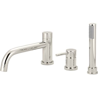 Click here to see Pioneer 4MT710-PN Pioneer Motegi Deck-Mount Polished Nickel Roman Tub Faucet Trim Kit with Rough-In, Bent Nose Spout, Single Metal Lever Handle - 4MT710-PN
