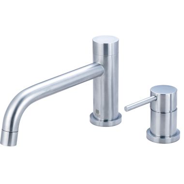 Click here to see Pioneer 4MT710-SS Pioneer Motegi Deck-Mount Stainless Steel Roman Tub Faucet Trim Kit with Rough-In, Bent Nose Spout, Single Metal Lever Handle - 4MT710-SS