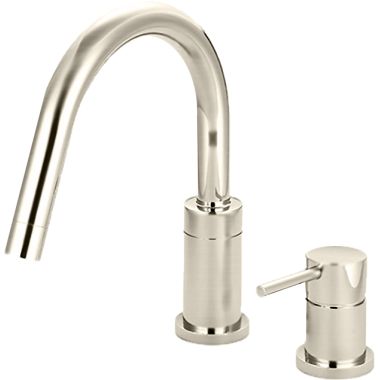 Click here to see Pioneer 4MT720-BN Pioneer Motegi Single-Handle Deck-Mount Brushed Nickel Roman Tub Faucet Trim Kit with Rough-In, Rigid Gooseneck Spout, Metal Lever Handle - 4MT720-BN