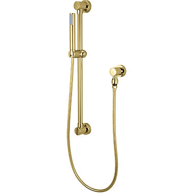 Click here to see Pioneer 6MT400-PB Pioneer Motegi Single-Function Handheld Shower Set with 25in Slide Bar, Cylinder, 2.5 GPM, ADA-Compliant, Polished Brass - 6MT400-PB
