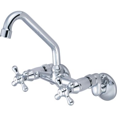 Click here to see Pioneer 2PM440 Pioneer Premium Two-Handle Wall-Mounted Bridge Kitchen Faucet, High Spout, Chrome - 2PM440