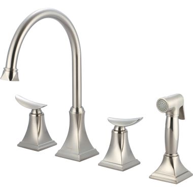 Click here to see Pioneer 2PR201-BN Pioneer Prenza Two-Handle Widespread Kitchen Faucet w/ Side Spray, Brushed Nickel - 2PR201-BN