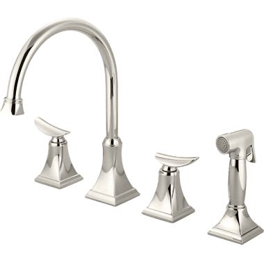 Click here to see Pioneer 2PR201-PN Pioneer Prenza Two-Handle Widespread Kitchen Faucet w/ Side Spray, Polished Nickel - 2PR201-PN