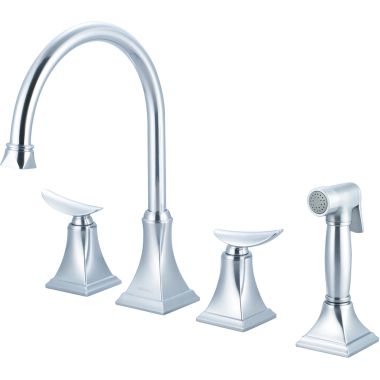 Click here to see Pioneer 2PR201-SS Pioneer Prenza Two-Handle Widespread Kitchen Faucet w/ Side Spray, Stainless Steel - 2PR201-SS