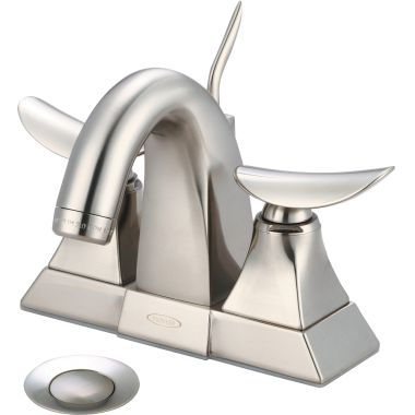 Click here to see Pioneer 3PR100-BN Pioneer Prenza Centerset Bathroom Faucet with Pop-Up Drain, Two-Handle, 1.5 GPM, Metal Lever Handle, ADA, PVD Brushed Nickel - 3PR100-BN