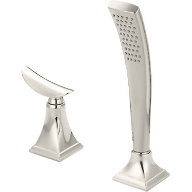 Click here to see Pioneer 6PR820-PN Pioneer Prenza Single-Function Polished Nickel Roman Tub Handheld Shower Set, Square, Metal Lever Handle, Deck-Mount, 2.5 GPM, ADA-Compliant - 6PR820-PN