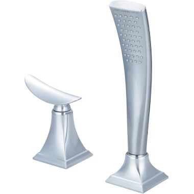 Click here to see Pioneer 6PR820-SS Pioneer Prenza Single-Function Stainless Steel Roman Tub Handheld Shower Set, Square, Metal Lever Handle, Deck-Mount, 2.5 GPM, ADA-Compliant - 6PR820-SS