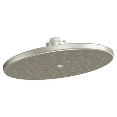 Click here to see Moen S112BN Moen Waterhill 10in Single-Function Rainshower Shower Head, Immersion Technology, LifeShine, 2.5 GPM, Self-Pressurizing, Brushed Nickel - S112BN