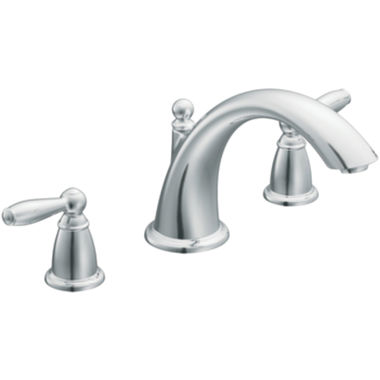 Click here to see Moen T933 Moen Brantford Two-Handle Roman Tub Faucet Trim, Low Arc Spout, Lever Handles, M-PACT, Chrome - T933