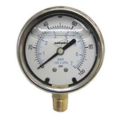 Click here to see Commodity  American Granby ILPG10025-4L Liquid Filled Pressure Gauge, 0-100 PSI