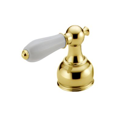 Click here to see Delta H212PB Delta H212PB Delta 2-Porcelain Lever Handle Kit, White Accents (Polished Brass)