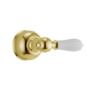 Click here to see Delta H712PB Delta H712PB Victorian Porcelain Lever Handle Kit for 13, 14, and Floor Mount, Polished Brass