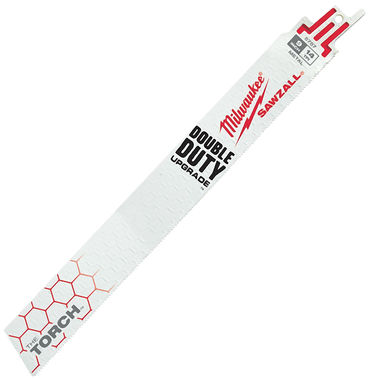 Click here to see Milwaukee 48-00-5787 Sawzall Torch 48-00-5787 Bi-Metal Reciprocating Saw Blade, 9 in L x 1 in W x 0.042 in T, 14 TPI