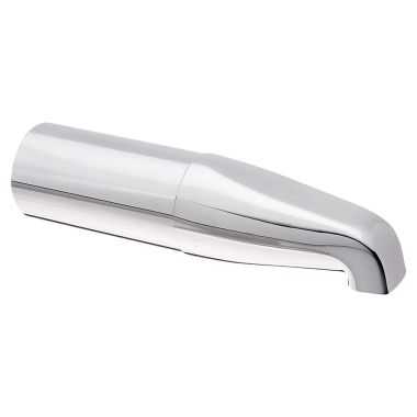 Click here to see Jones Stephens D01029 Jones Stephens 10-inch Extended Wall Mounted Chrome Tub Spout with Nose Connection, Two-Piece, 1/2-inch FIP, Zamak - D01-029