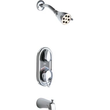 Click here to see Chicago Faucet 2500-600CP Chicago Faucets TempShield Thermostatic Pressure Balancing Shower Valve with Shower Head and Diverter Tub Spout, 2.5 GPM, 80 PSI, Chrome - 2500-600CP