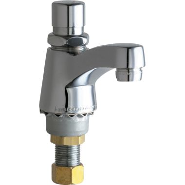 Click here to see Chicago Faucet 333-SLOE12COLDABCP Chicago Faucets 333-SLOE12COLDABCP Single Supply Metering Sink Faucet