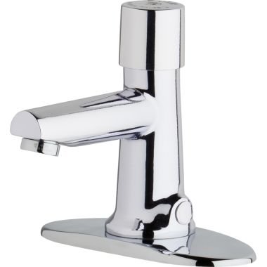 Click here to see Chicago Faucet 3501-4E2805ABCP Chicago Faucets 3501-4E2805ABCP Hot and Cold Water Metering Mixing Sink Faucet